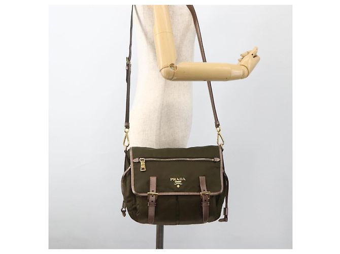 PRADA Shoulder Bag Nylon Khaki Gold - vista 32