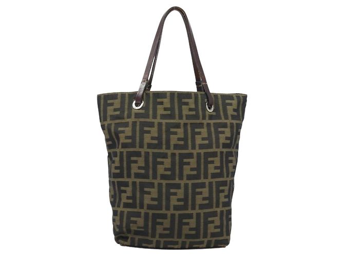 FENDI Zucca Canvas Hand Bag Black Brown - vista 13