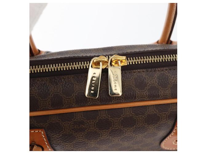 Céline CELINE Macadam Canvas Hand Bag PVC Leather Brown Gold - vista 10