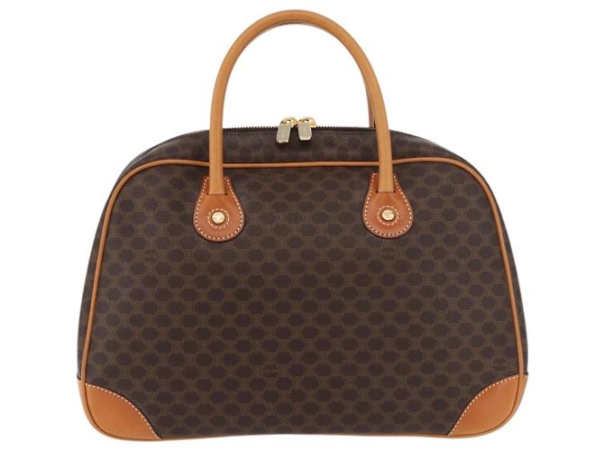 Céline CELINE Macadam Canvas Hand Bag PVC Leather Brown Gold - vista 13