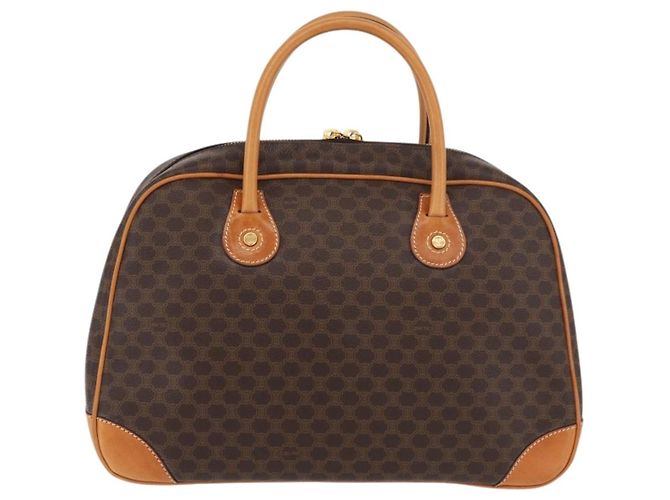 Céline CELINE Macadam Canvas Hand Bag PVC Leather Brown Gold - vista 2