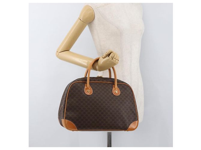 Céline CELINE Macadam Canvas Hand Bag PVC Leather Brown Gold - vista 22