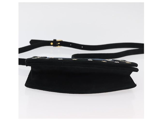 SAINT LAURENT Shoulder Bag Suede Black Gold Silver - vista 5
