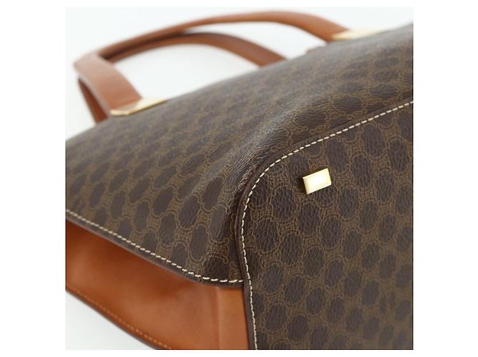 Céline CELINE Macadam Canvas Hand Bag PVC Leather Brown Gold - vista 14