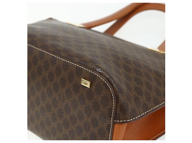 Céline CELINE Macadam Canvas Hand Bag PVC Leather Brown Gold - vista 15