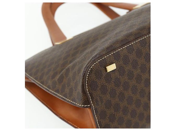 Céline CELINE Macadam Canvas Hand Bag PVC Leather Brown Gold - vista 16