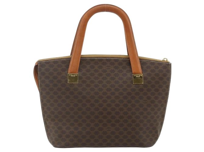 Céline CELINE Macadam Canvas Hand Bag PVC Leather Brown Gold - vista 2