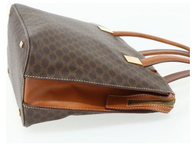Céline CELINE Macadam Canvas Hand Bag PVC Leather Brown Gold - vista 4