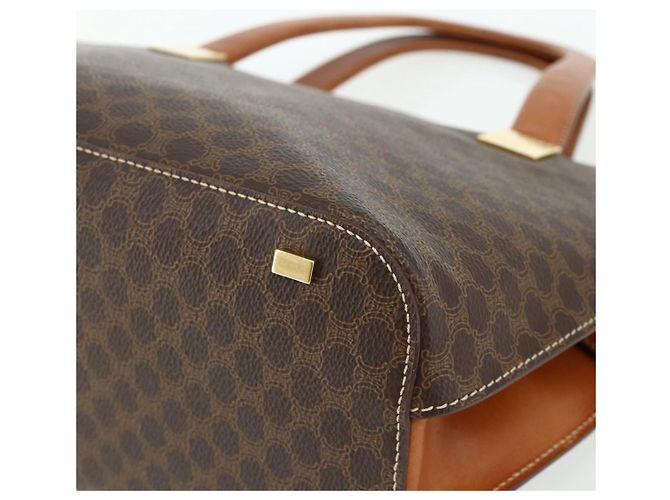 Céline CELINE Macadam Canvas Hand Bag PVC Leather Brown Gold - vista 9