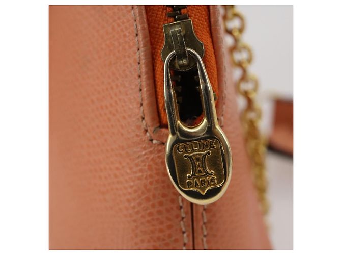 Céline CELINE Chain Shoulder Bag Leather Orange Gold - vista 17