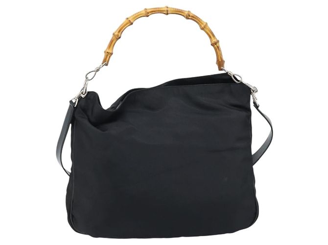 GUCCI Bamboo Shoulder Bag Nylon 2way Brown Silver - vista 13