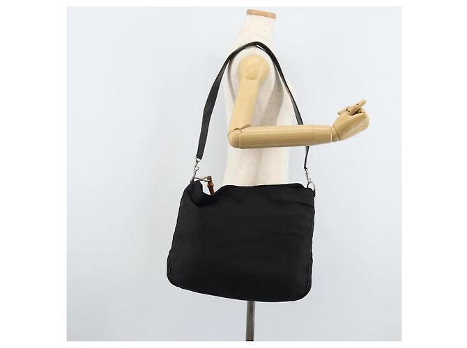 GUCCI Bamboo Shoulder Bag Nylon 2way Brown Silver - vista 23