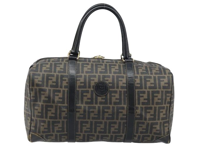 FENDI Zucca Canvas Boston Bag PVC Black Brown - vista 13