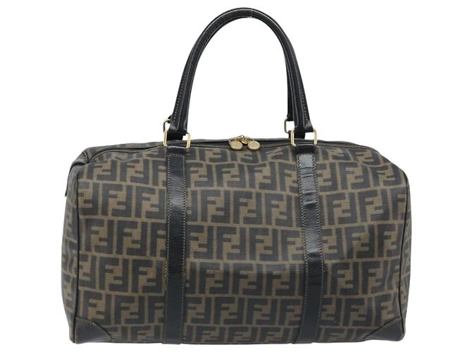 FENDI Zucca Canvas Boston Bag PVC Black Brown - vista 2