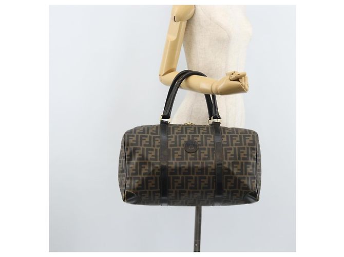 FENDI Zucca Canvas Boston Bag PVC Black Brown - vista 22