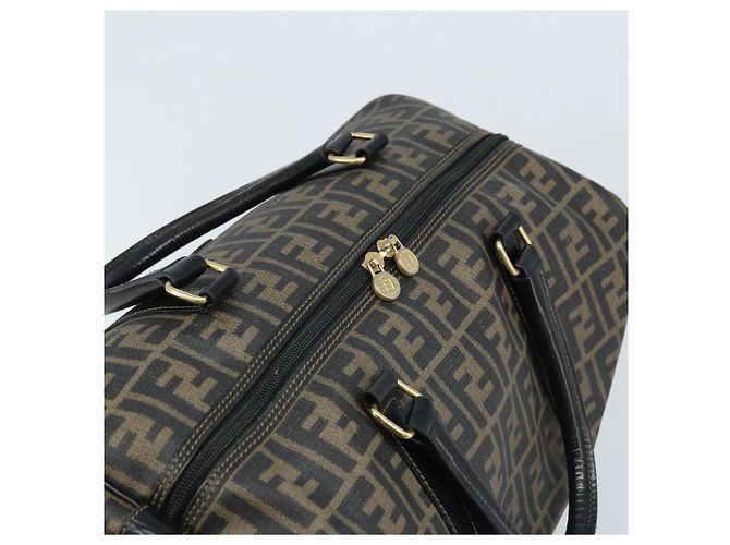 FENDI Zucca Canvas Boston Bag PVC Black Brown - vista 6