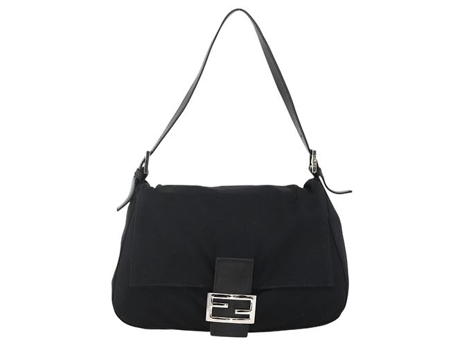 FENDI Mamma Baguette Shoulder Bag Nylon Black Silver - vista 13