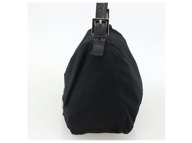 FENDI Mamma Baguette Shoulder Bag Nylon Black Silver - vista 4