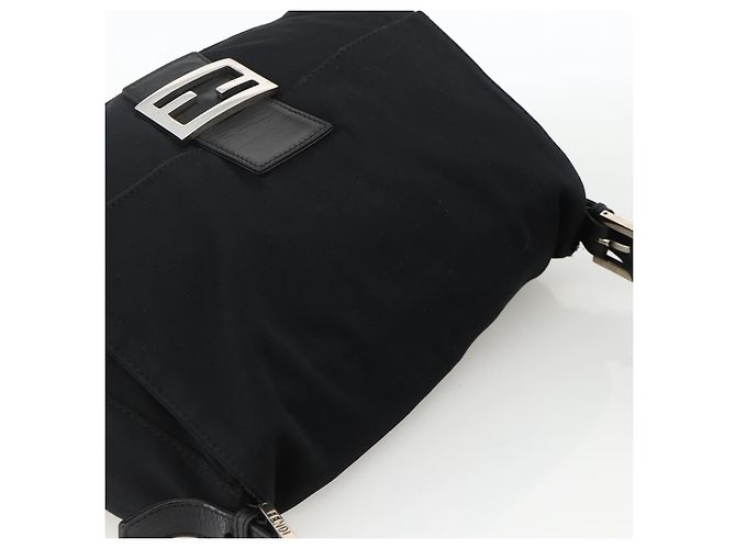 FENDI Mamma Baguette Shoulder Bag Nylon Black Silver - vista 6