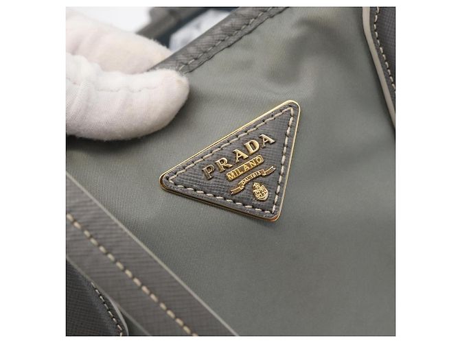 PRADA Tote Bag Nylon Gray Gold - vista 10