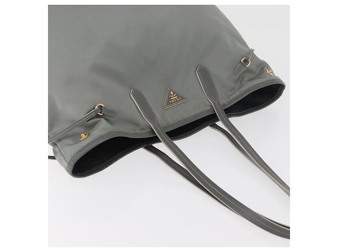 PRADA Tote Bag Nylon Gray Gold - vista 6