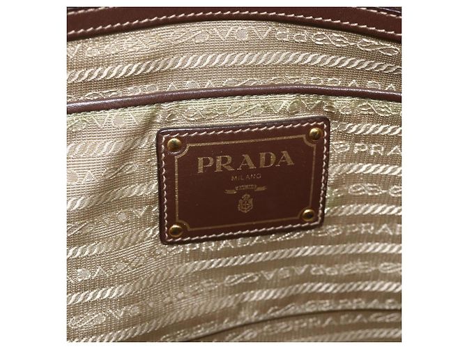 PRADA Tote Bag Canvas Beige Gold - vista 18