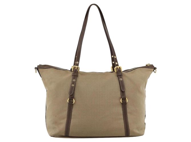 PRADA Tote Bag Canvas Beige Gold - vista 2