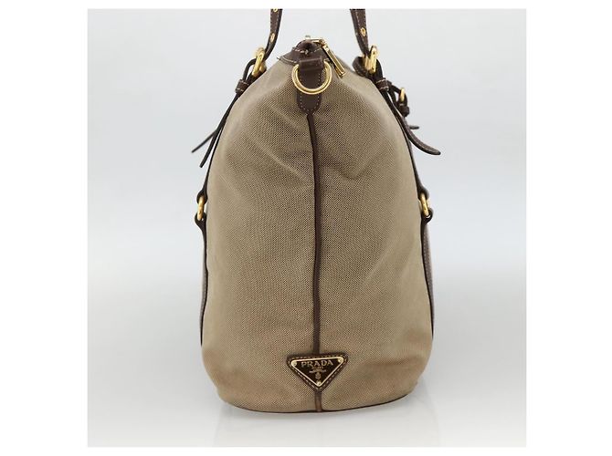 PRADA Tote Bag Canvas Beige Gold - vista 3