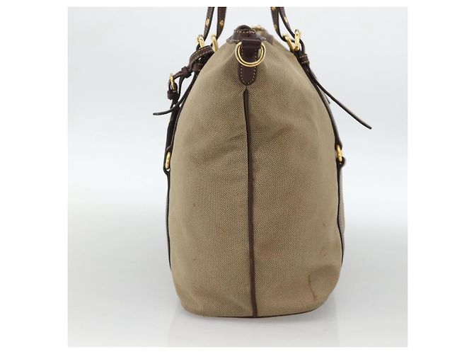 PRADA Tote Bag Canvas Beige Gold - vista 4