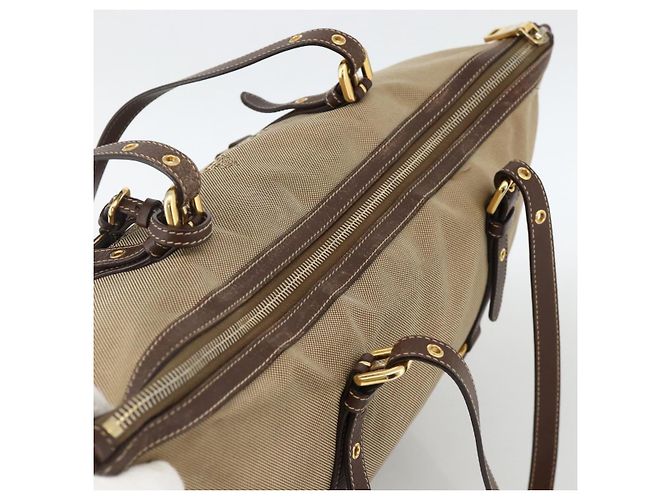 PRADA Tote Bag Canvas Beige Gold - vista 6