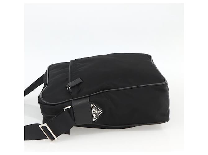 PRADA Shoulder Bag Nylon Black Silver - vista 3