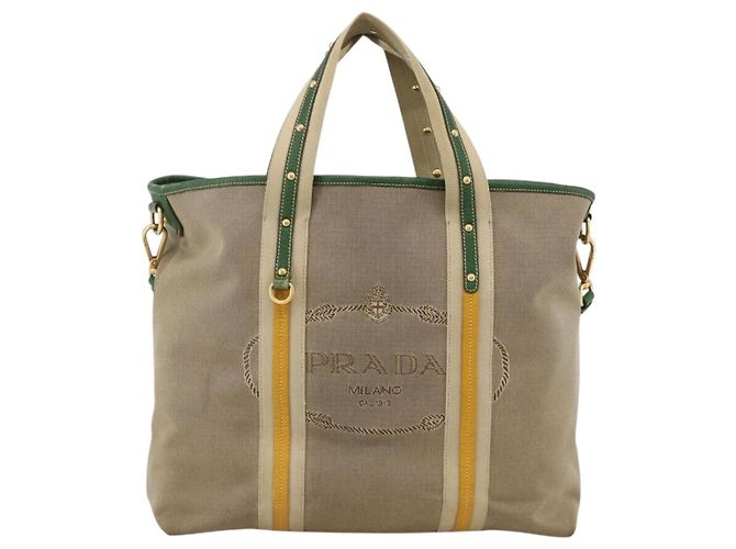 PRADA Tote Bag Canvas 2way Beige Gold - vista 13