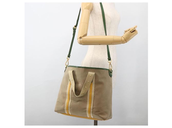 PRADA Tote Bag Canvas 2way Beige Gold - vista 24
