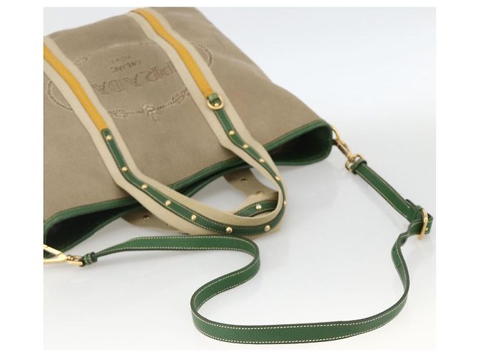 PRADA Tote Bag Canvas 2way Beige Gold - vista 8