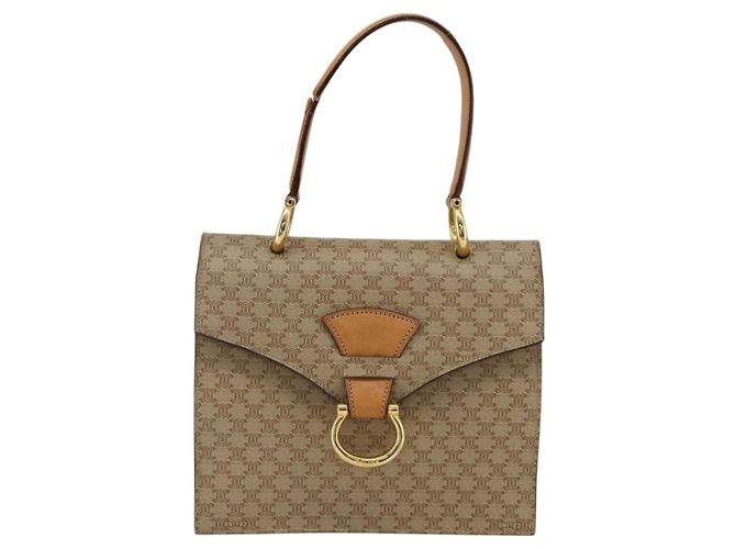 Céline CELINE Macadam Canvas Hand Bag PVC Beige Gold - vista 13