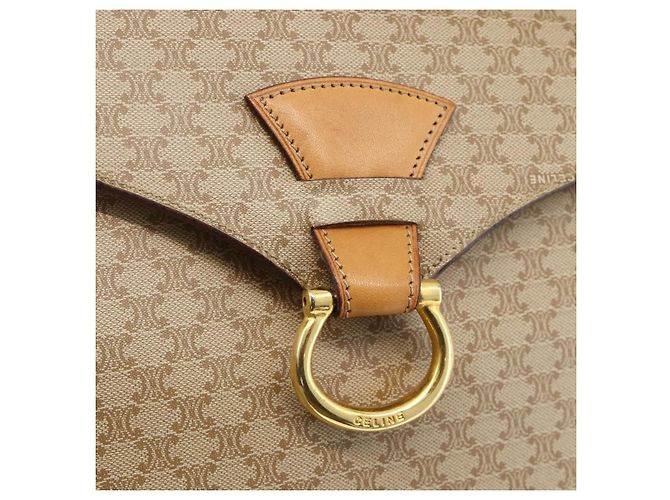 Céline CELINE Macadam Canvas Hand Bag PVC Beige Gold - vista 19