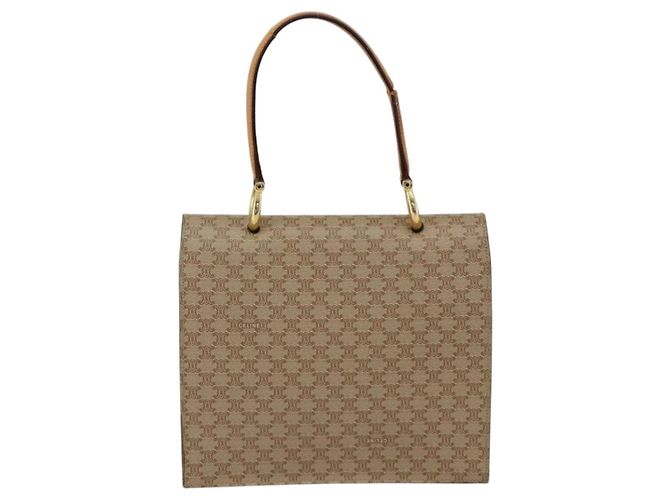 Céline CELINE Macadam Canvas Hand Bag PVC Beige Gold - vista 2