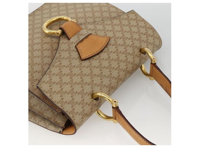 Céline CELINE Macadam Canvas Hand Bag PVC Beige Gold - vista 6