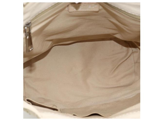 CHANEL Choco Bar Hand Bag Leather Ivory Silver CC - vista 10