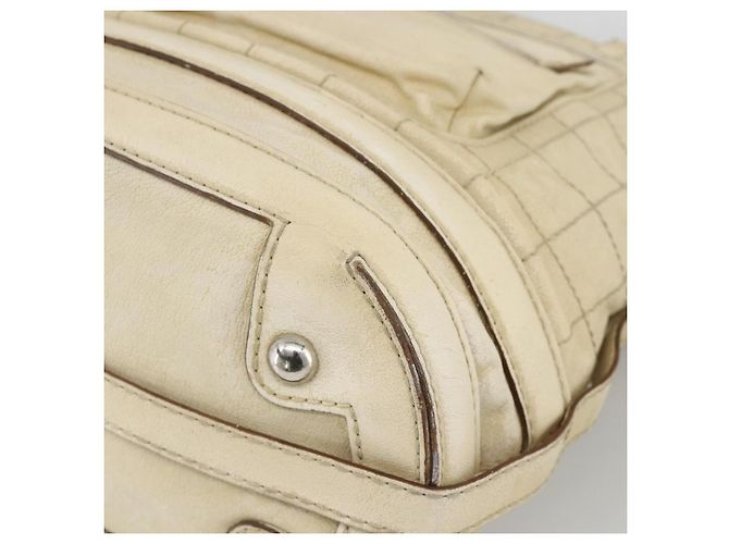 CHANEL Choco Bar Hand Bag Leather Ivory Silver CC - vista 15