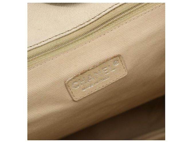 CHANEL Choco Bar Hand Bag Leather Ivory Silver CC - vista 18