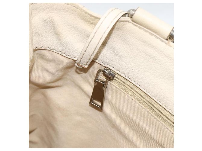 CHANEL Choco Bar Hand Bag Leather Ivory Silver CC - vista 21