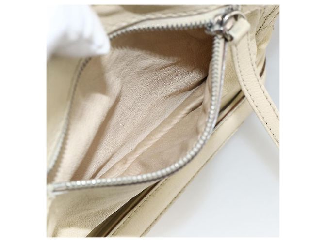 CHANEL Choco Bar Hand Bag Leather Ivory Silver CC - vista 24