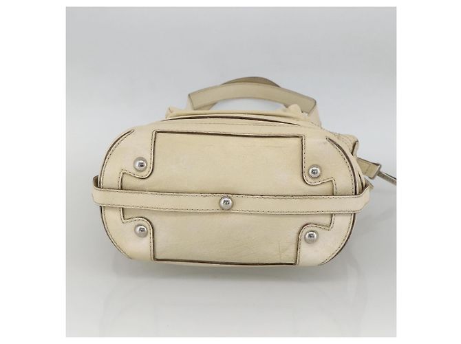 CHANEL Choco Bar Hand Bag Leather Ivory Silver CC - vista 5