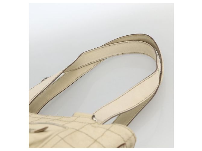 CHANEL Choco Bar Hand Bag Leather Ivory Silver CC - vista 8
