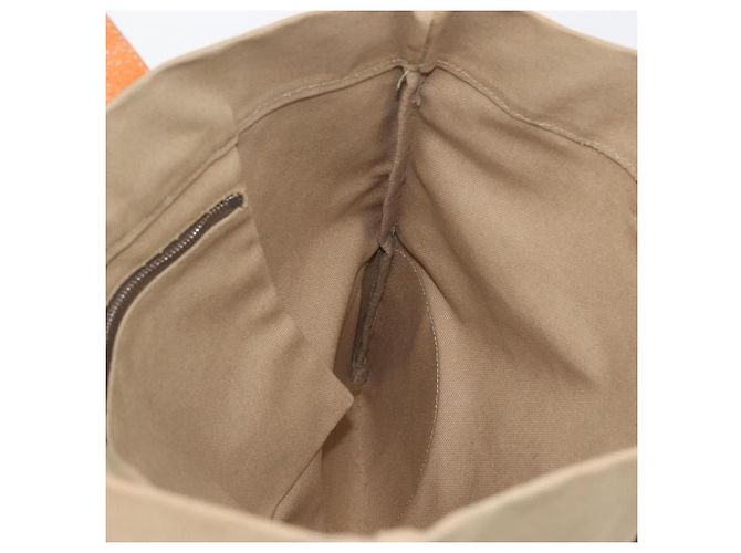 PRADA Tote Bag Canvas Leather Beige Orange Silver - vista 17