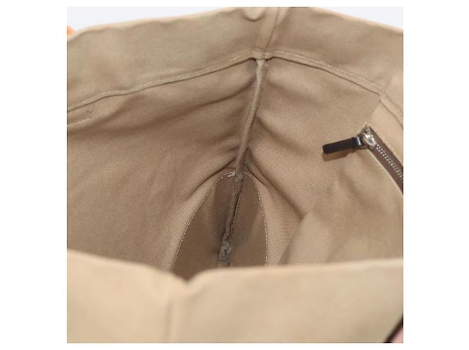 PRADA Tote Bag Canvas Leather Beige Orange Silver - vista 18