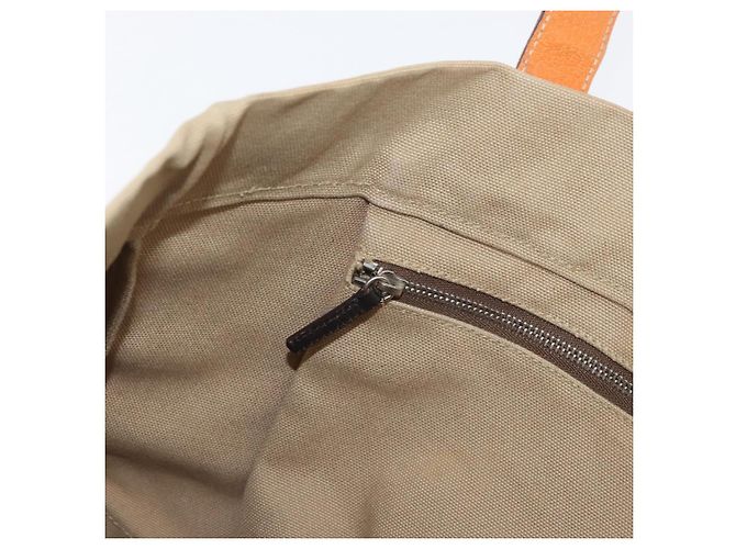 PRADA Tote Bag Canvas Leather Beige Orange Silver - vista 19
