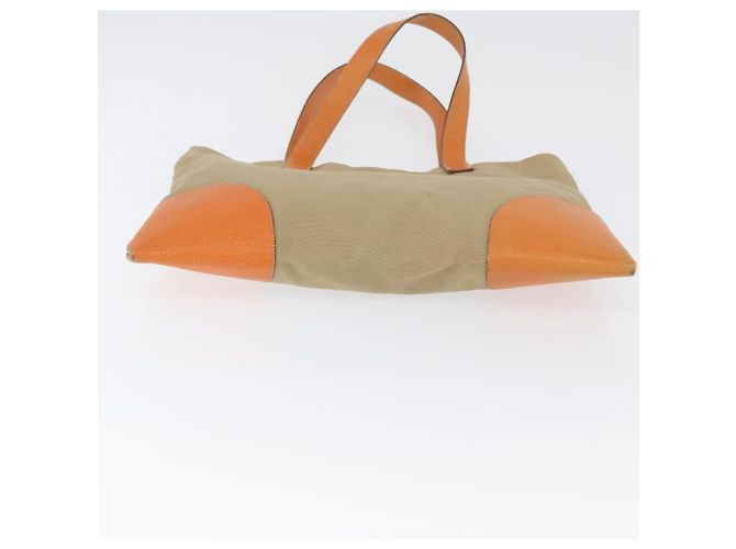 PRADA Tote Bag Canvas Leather Beige Orange Silver - vista 5