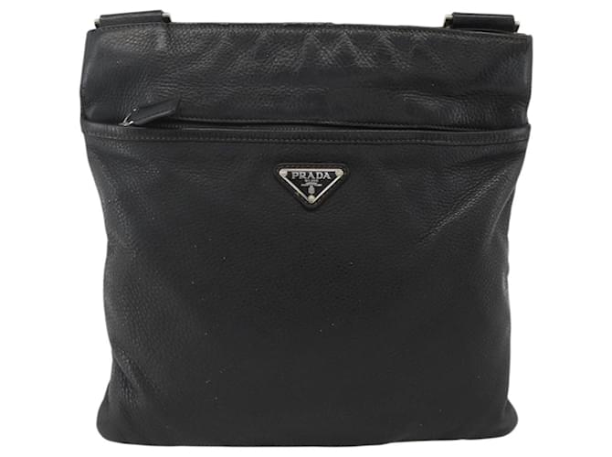 PRADA Shoulder Bag Leather Black Silver - vista 13